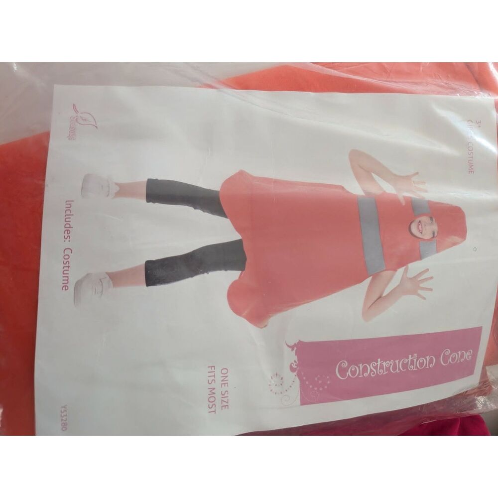 Construction Traffic Cone Costume Kids One Size Halloween Orange Novelty